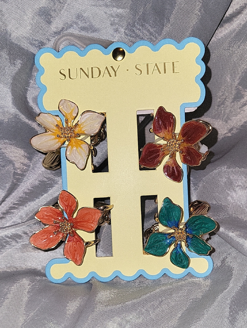 Floral Hair Clips Set - Multicolor Flower Brand New TL T Rt LP